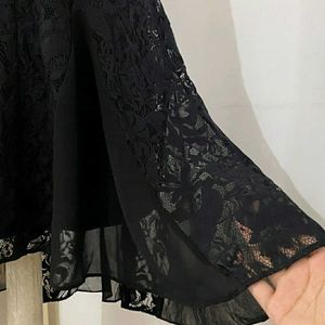 Black lace slip dress