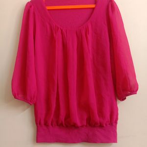 Rose Pink Color Regular Wear Top