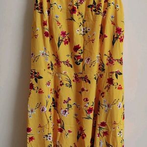 XL Floral Print Yellow Midi Dress