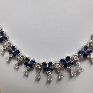 Sapphire With Ad Stones Necklace Set