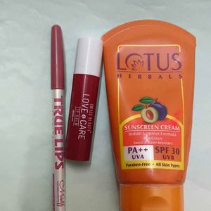 Sunscreen, Lipbalm,Lipliner