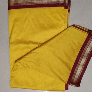 Yellow Saree With Red Border