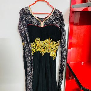 Heavy Worked Black Gown