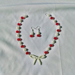 Valentine's Day Necklace And Earrings Set