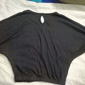 Black Polo Crop Top