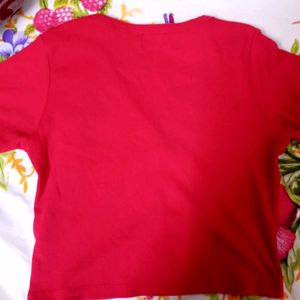 SASSAFRAS Red Fitted Crop Top