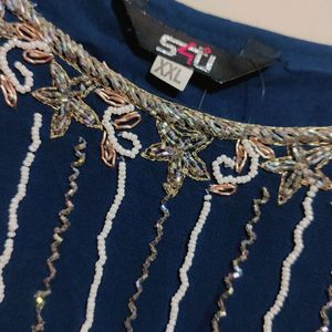 Sea Blue Sharara Suit With Dupatta Bust 34