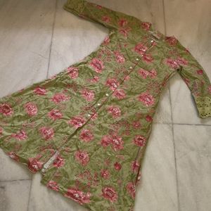 Summer Cotton Kurta With Beautiful Flowers