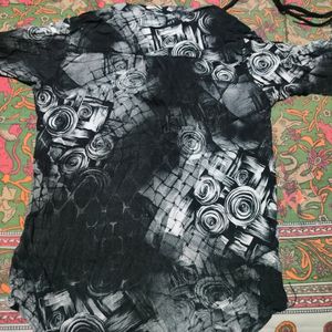 Black Printed Silk Top