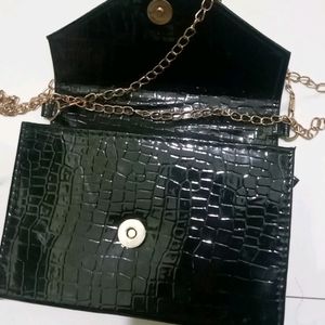 Black Structured Sling Bag