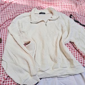 Printerest Knit Half Zipup Sweater