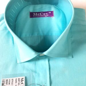 Men Formal Shirt Sky Blue Solid Color Offices Wear