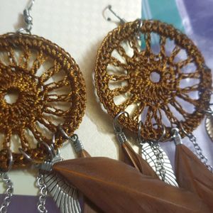 Exquisite Feather Drop Dream Catcher Earrings