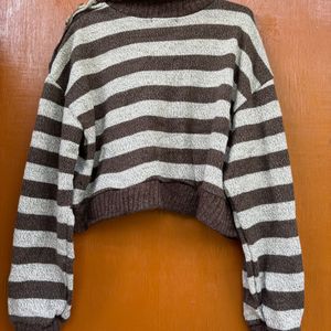 Korean Brown Stripped Sweater