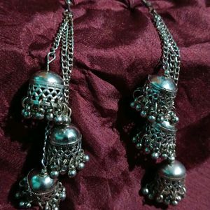 Long Oxidised Jhumka For Girls