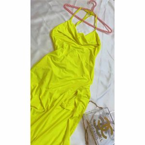 shein neon long side slit dress