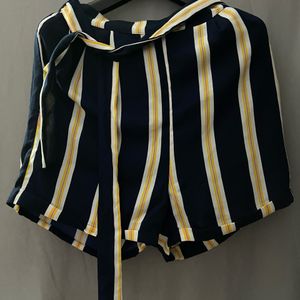 Navy Stripe Tie Up Shorts