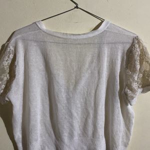 A White Colour Shrug Top For Women