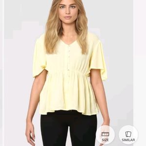 Yellow Peplum Top By VeroModa