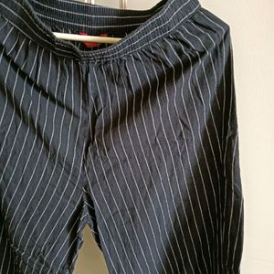 Striped Black Straight Pants