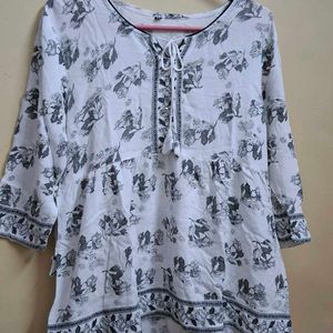 White Top With Grey Floral Pattern