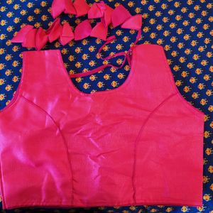 Silk Sleeveless Pink Coloured Blouse