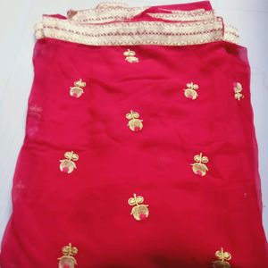 NEW CHIFFON RED COLOUR BEAUTIFUL SAREE