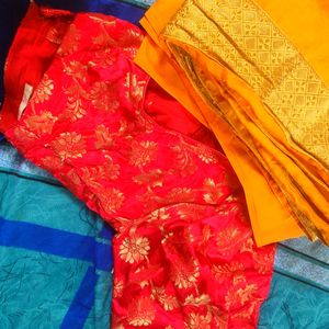 New Silk Saree With Designer Red Blouse