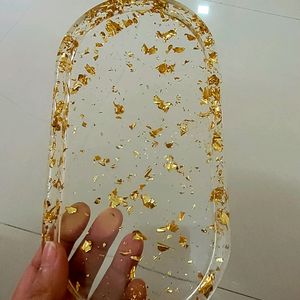 Resin Tray, Transparent With Goldenflakes