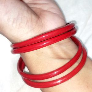 Red Glass Bangles (Set Of 10 Pieces)