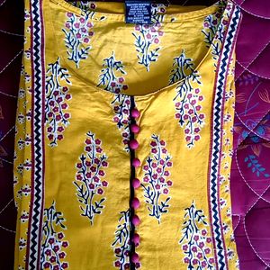 Brand Soch Mustard Colour Kurti With 3/4 Sleeves