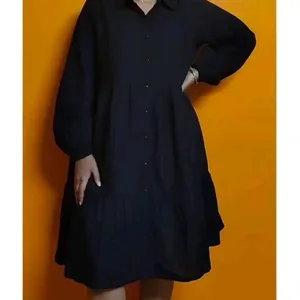 🎀Black Tiered Shirt Dress With Bishop Sleeves😎🍾