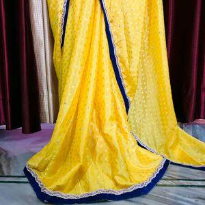 Yellow Light Weight Saree Without Blouse