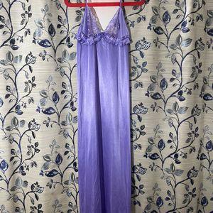 Purple Satin Nighty With Gown
