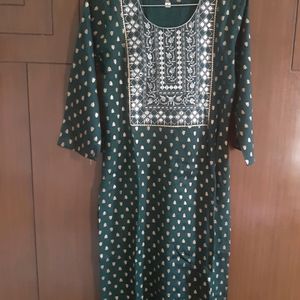 Women Dark Green Kurti