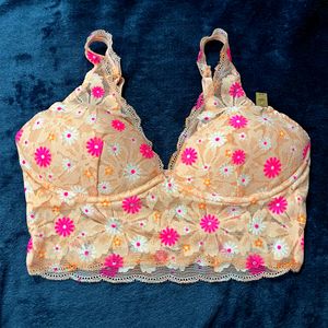 VS PINK LACE LIGHTLY LINED PLUNGE BRALETTE