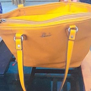 Lavie Original Leather Yellow Handbag