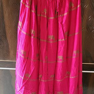 Chanderi Print Pink Long Skirt