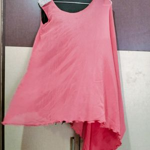 Pink One Side Sleeveless Top