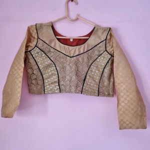 39. Golden Ethnic Lace Crop Top