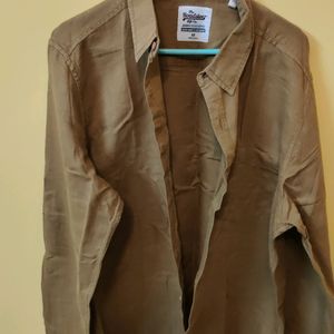 Roadster Men Khaki Cotton Blend Shirt