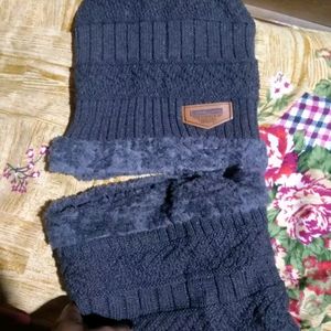 Woolen Cap With Muffler Set (Colors Available )