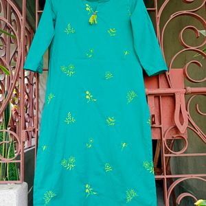 New Dark Sea Green Embroidered Kurta