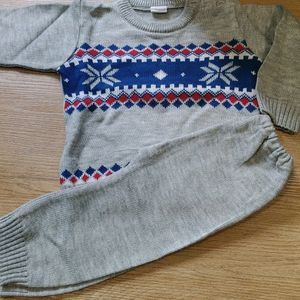 Grey Color Woolen Set For 9-12 Months