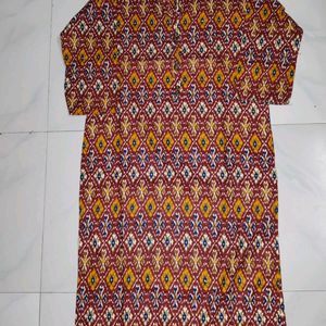 Brown Printed Kurta