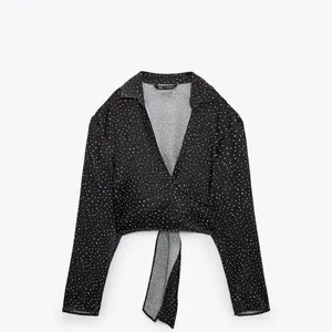 Zara Satin Tie Front Blouse