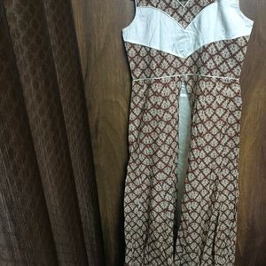 brown and white ethnic gown