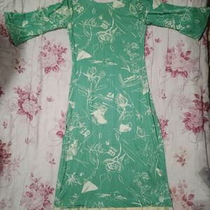 Long Sea Green Straight Kurti