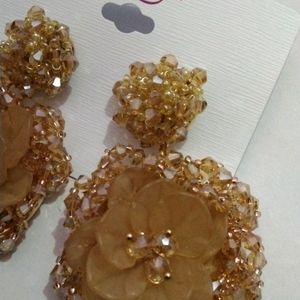 Golden Big Flower Earrings