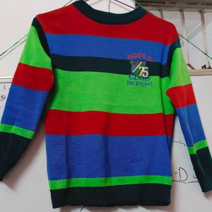 Boys Wool  Full Sleeve Color Block V Neck Sweater